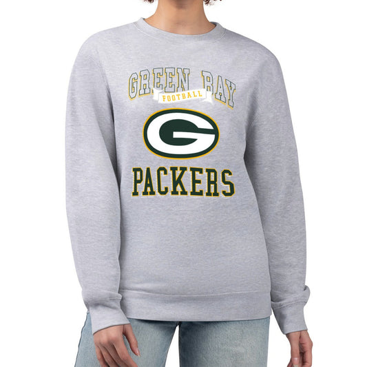Green Bay Packers G-III 4Her by Carl Banks Women's Team Logo Graphic Tri-Blend Pullover Sweatshirt - Heather Gray sale