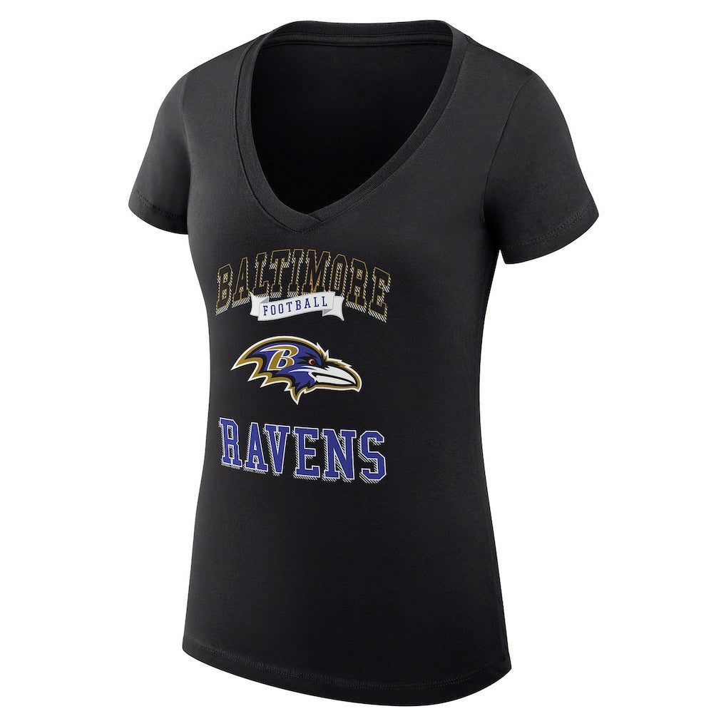 Baltimore Ravens G-III 4Her by Carl Banks Women's Super-Slim Fit Lightweight Team Logo Graphic V-Neck T-Shirt - Black on sale