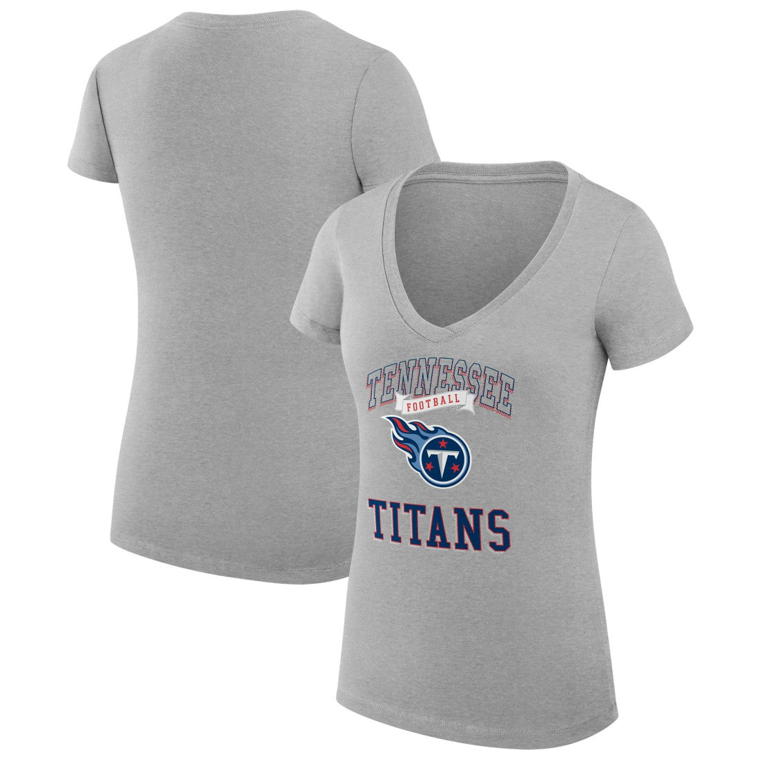 Tennessee Titans G-III 4Her by Carl Banks Women's Super-Slim Fit Lightweight Team Logo Graphic V-Neck T-Shirt - Heather Gray on sale