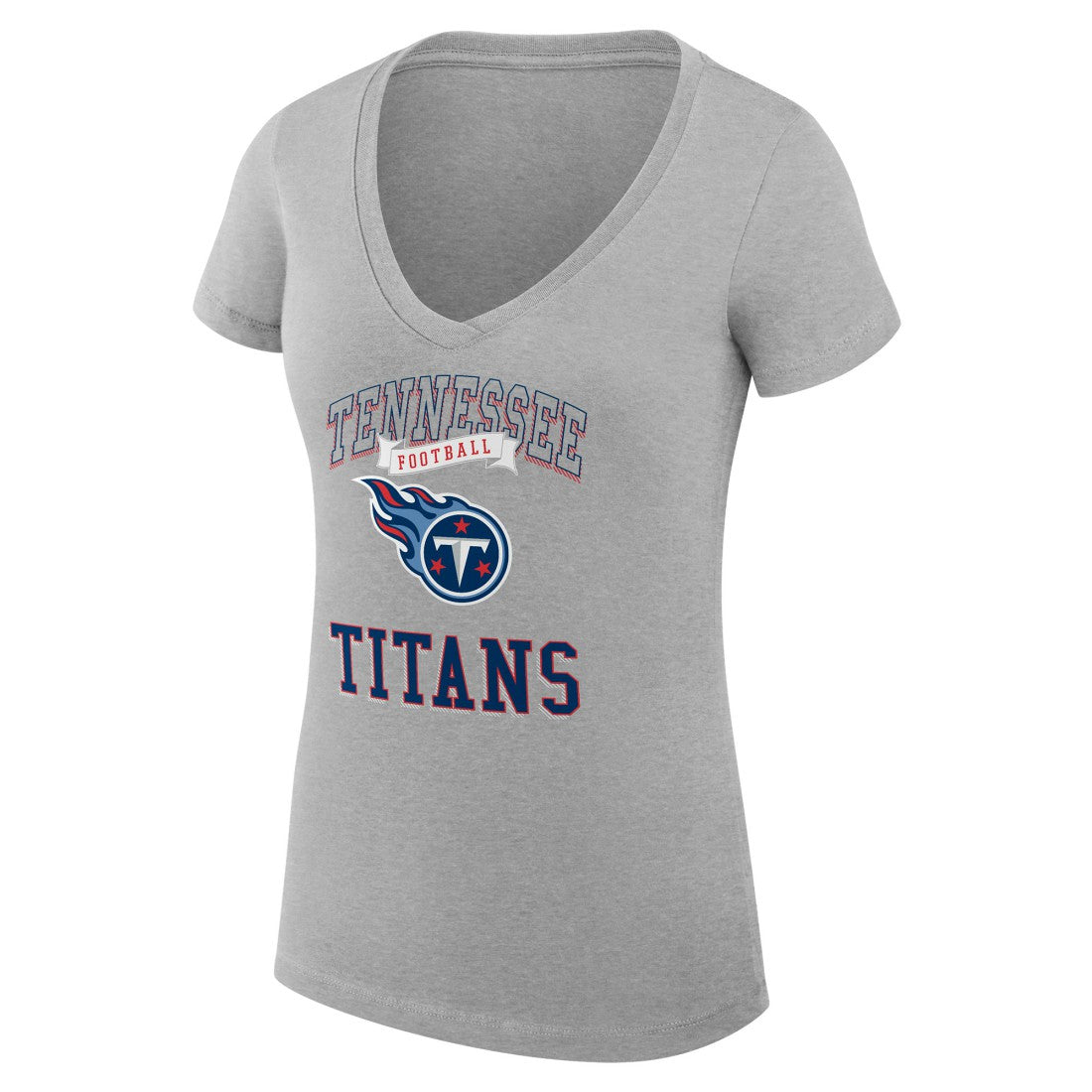 Tennessee Titans G-III 4Her by Carl Banks Women's Super-Slim Fit Lightweight Team Logo Graphic V-Neck T-Shirt - Heather Gray on sale
