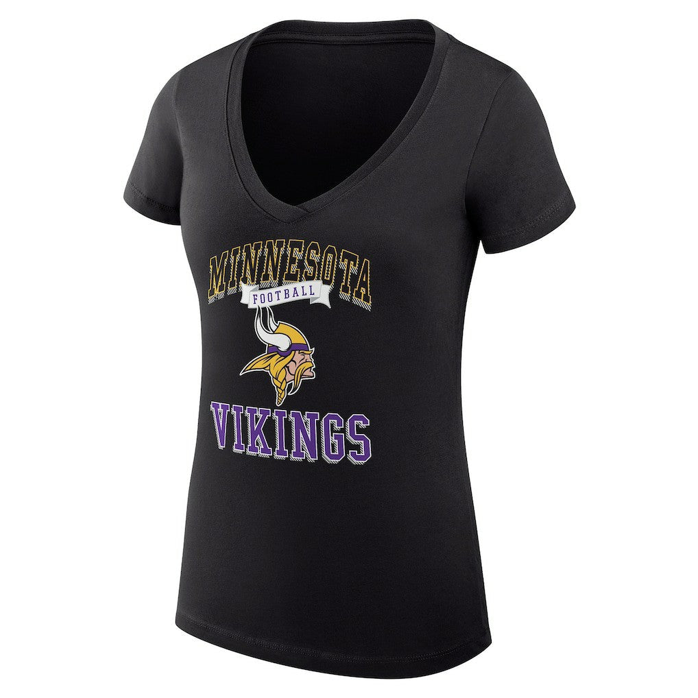 Minnesota Vikings G-III 4Her by Carl Banks Women's Super-Slim Fit Lightweight Team Logo Graphic V-Neck T-Shirt - Black cheap