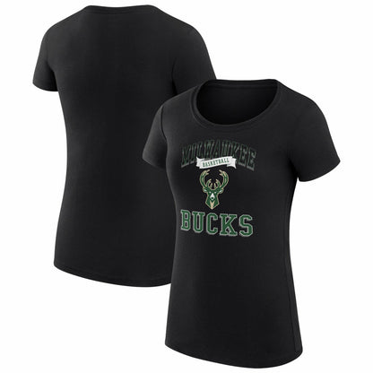 Milwaukee Bucks G-III 4Her by Carl Banks Women's Super-Slim Fit Lightweight Team Logo T-Shirt - Black cheap