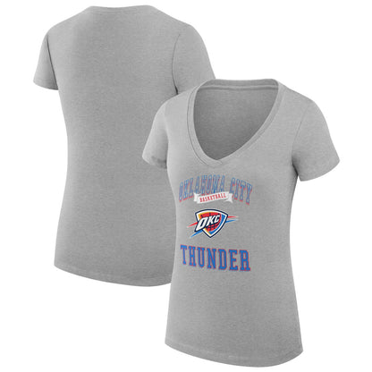 Oklahoma City Thunder G-III 4Her by Carl Banks Women's Super-Slim Fit Lightweight Team Logo V-Neck T-Shirt - Heather Gray for sale