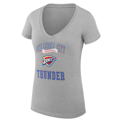 Oklahoma City Thunder G-III 4Her by Carl Banks Women's Super-Slim Fit Lightweight Team Logo V-Neck T-Shirt - Heather Gray for sale