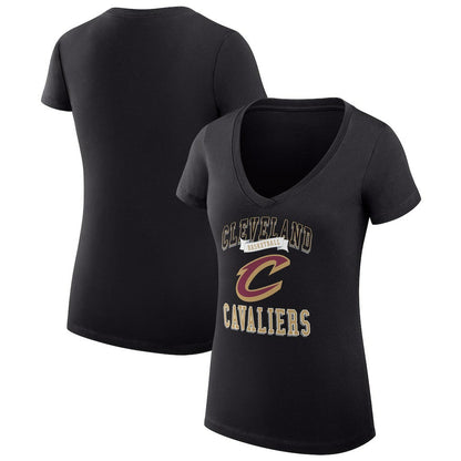 Cleveland Cavaliers G-III 4Her by Carl Banks Women's Super-Slim Fit Lightweight Team Logo V-Neck T-Shirt sale - Black outlet