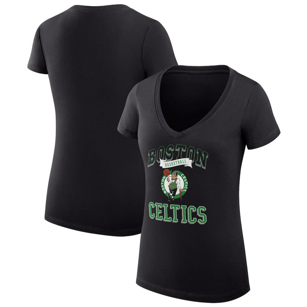 Boston Celtics G-III 4Her by Carl Banks Women's Super-Slim Fit Lightweight Team Logo V-Neck T-Shirt - Black on sale