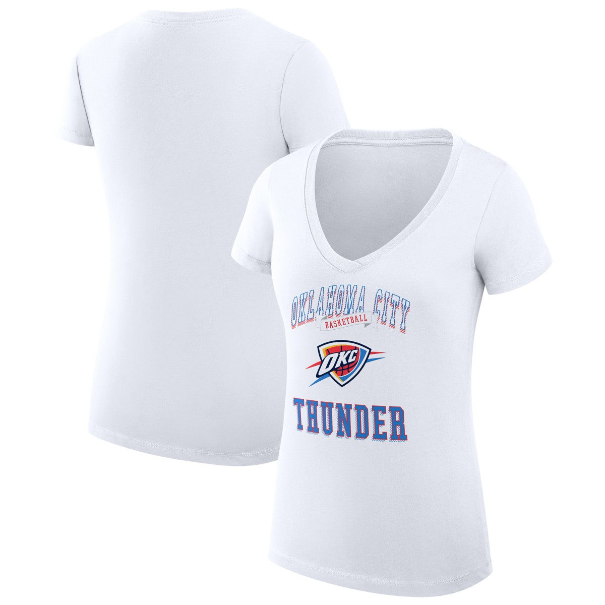 Oklahoma City Thunder G-III 4Her by Carl Banks Women's Super-Slim Fit Lightweight Team Logo V-Neck T-Shirt - White outlet