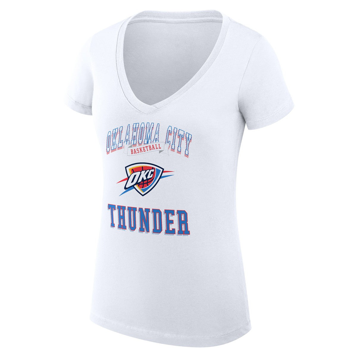 Oklahoma City Thunder G-III 4Her by Carl Banks Women's Super-Slim Fit Lightweight Team Logo V-Neck T-Shirt - White outlet