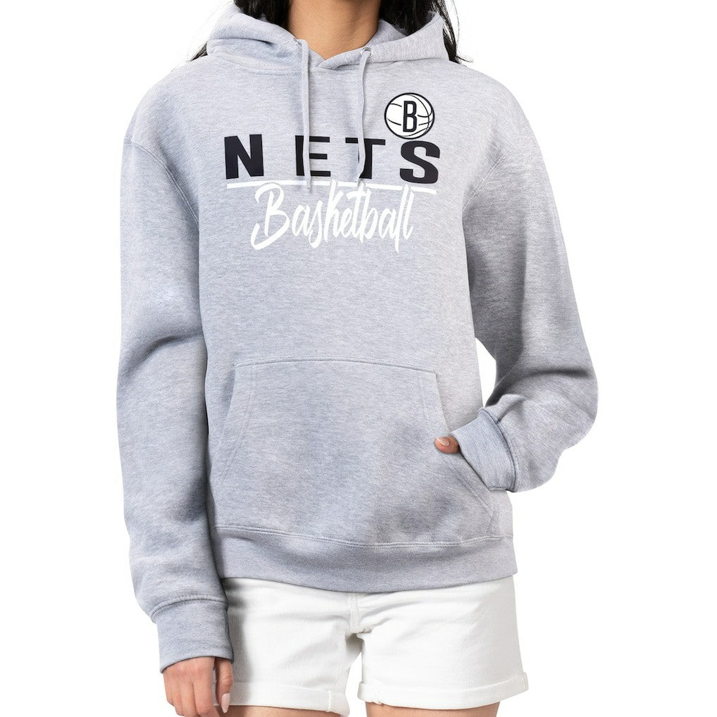 Brooklyn Nets G-III 4Her by Carl Banks Women's Graphics Fleece Pullover Hoodie - Heather Gray for sale