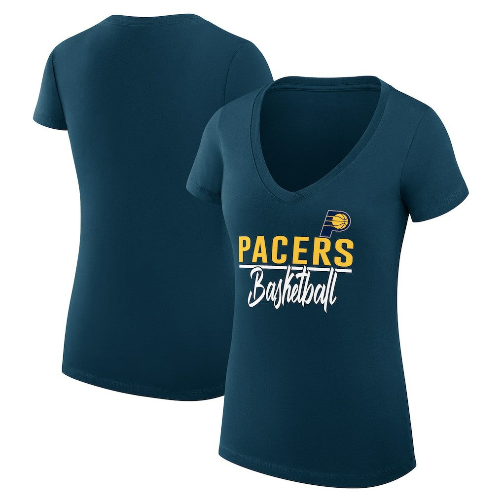 Indiana Pacers G-III 4Her by Carl Banks Women's Super-Slim Fit Lightweight Team Sport V-Neck T-Shirt - Navy sale