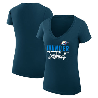 Oklahoma City Thunder G-III 4Her by Carl Banks Women's Super-Slim Fit Lightweight Team Sport V-Neck T-Shirt - Navy outlet