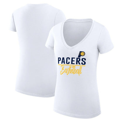 Indiana Pacers G-III 4Her by Carl Banks Women's Super-Slim Fit Lightweight Team Sport V-Neck T-Shirt - White on sale