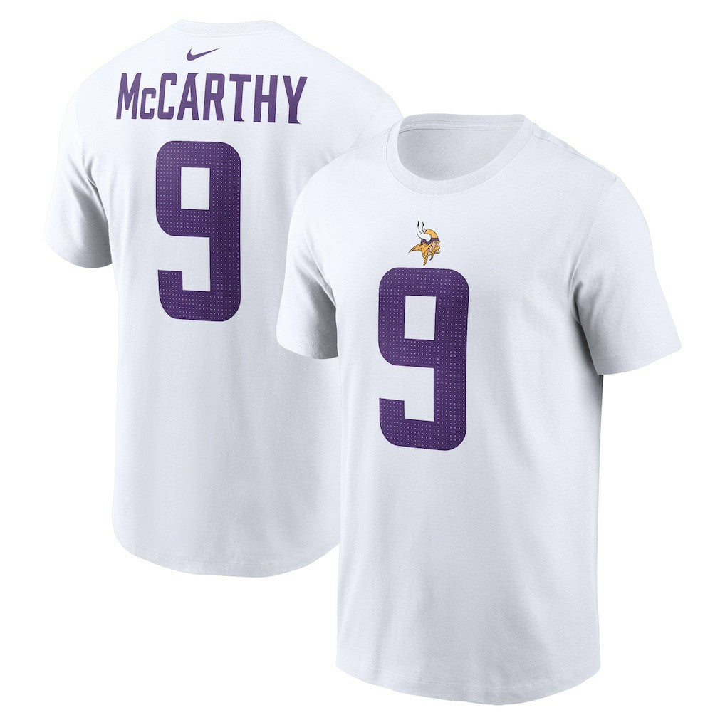 J.J. McCarthy Minnesota Vikings Player Name & Number T-Shirt - White | Nike online