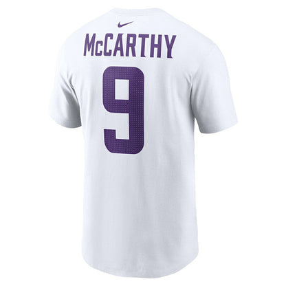 J.J. McCarthy Minnesota Vikings Player Name & Number T-Shirt - White | Nike online