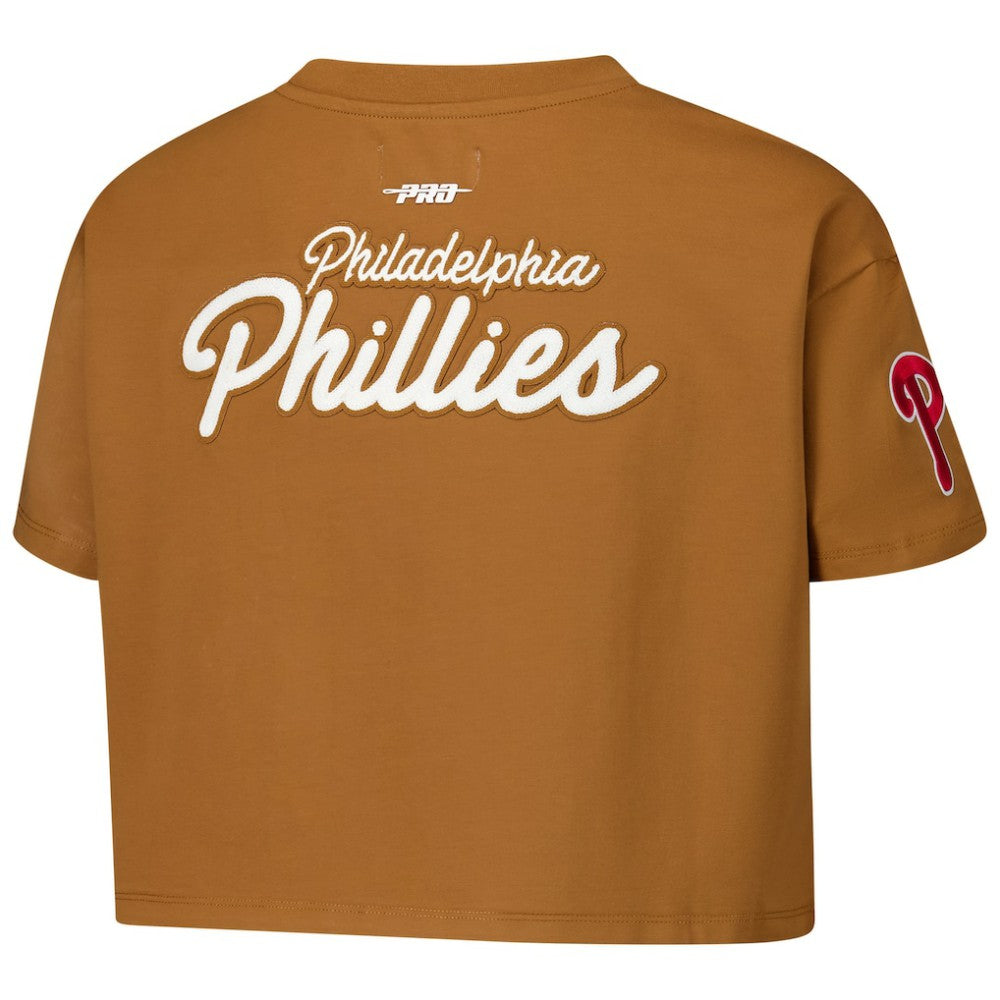 Philadelphia Phillies Pro Standard Women's Paint The City Cropped Boxy T-Shirt - Brown