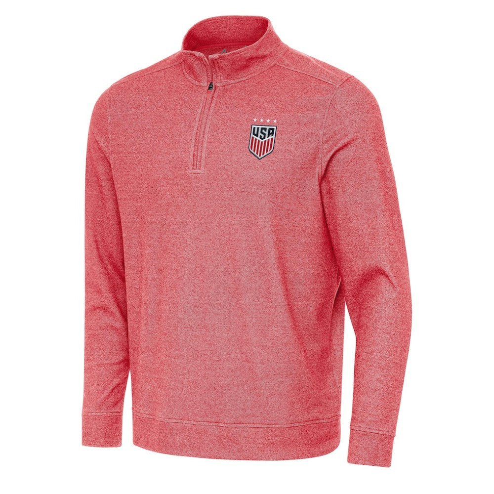 USWNT Antigua Subtle Quarter-Zip Top - Heather Red on sale