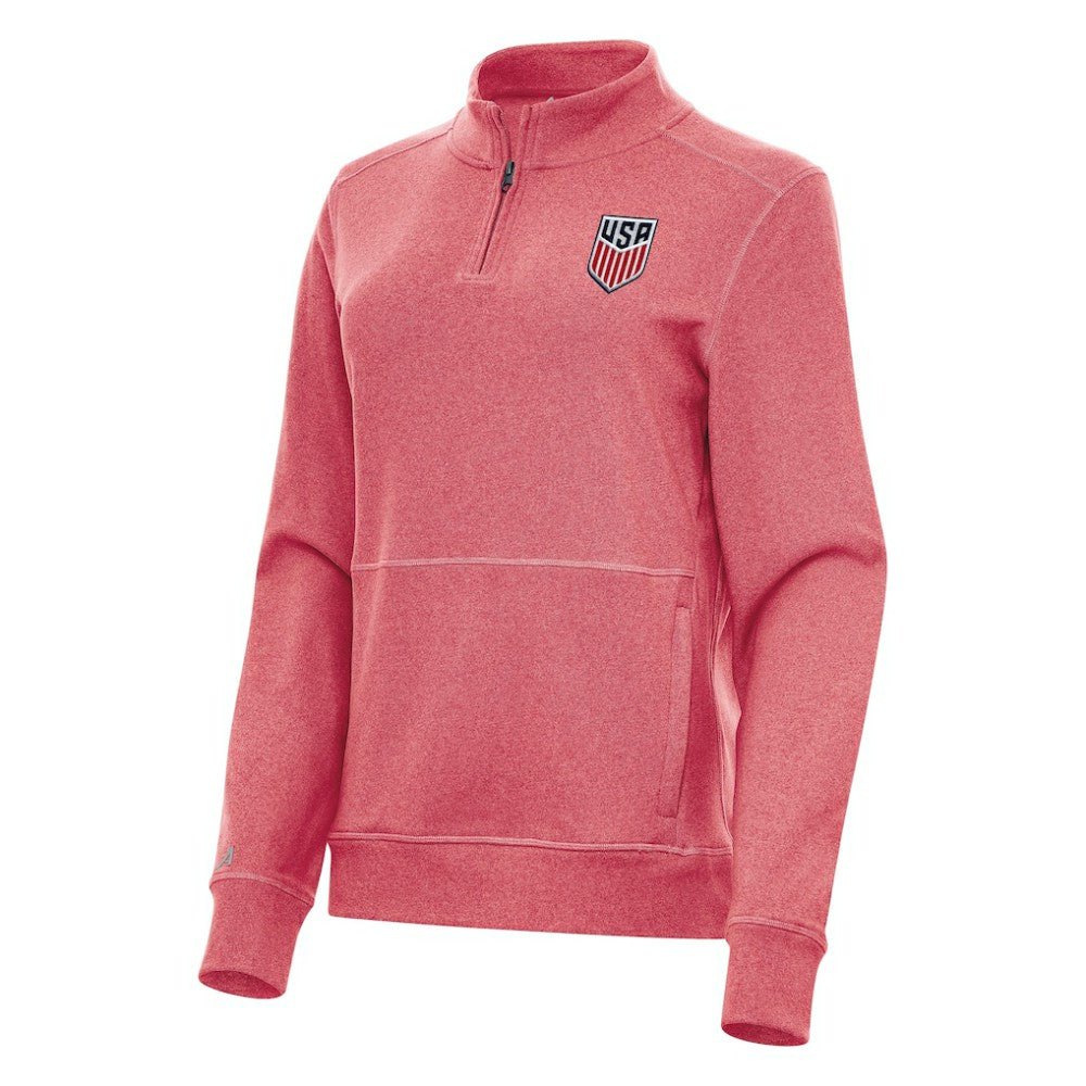USMNT Antigua Women's Crush Quarter-Zip Top - Heather Red discount
