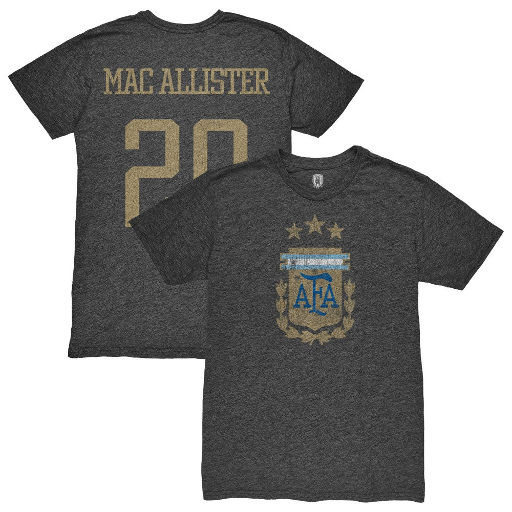 Alexis Mac Allister Argentina National Team 1863FC Player Retro Tri-Blend T-Shirt - Heather Black on sale