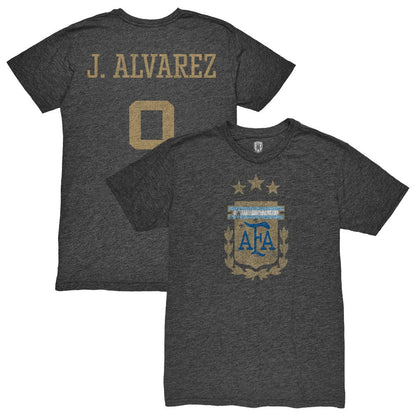 Julián Álvarez Argentina National Team 1863FC Player Retro Tri-Blend T-Shirt - Heather Black on sale