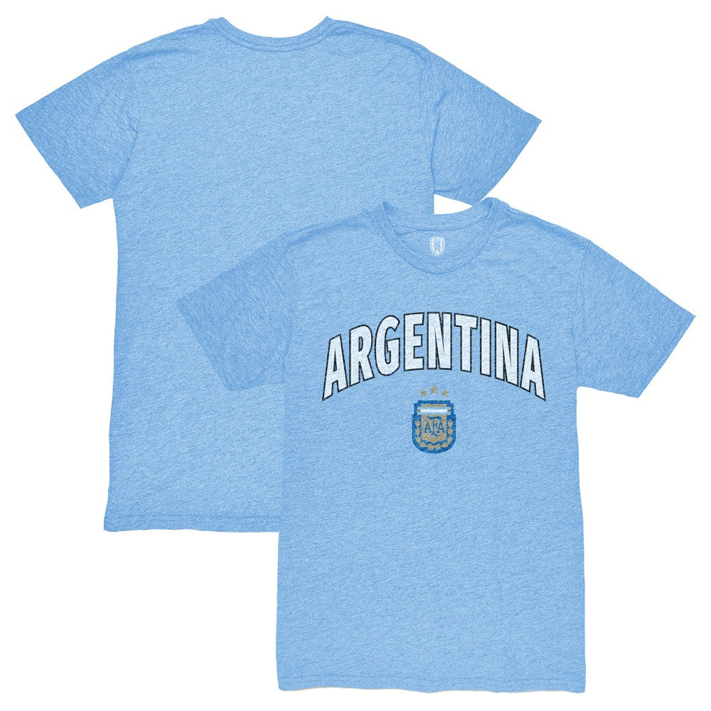 Argentina National Team 1863FC Retro Wordmark Tri-Blend T-Shirt - Light Blue shop