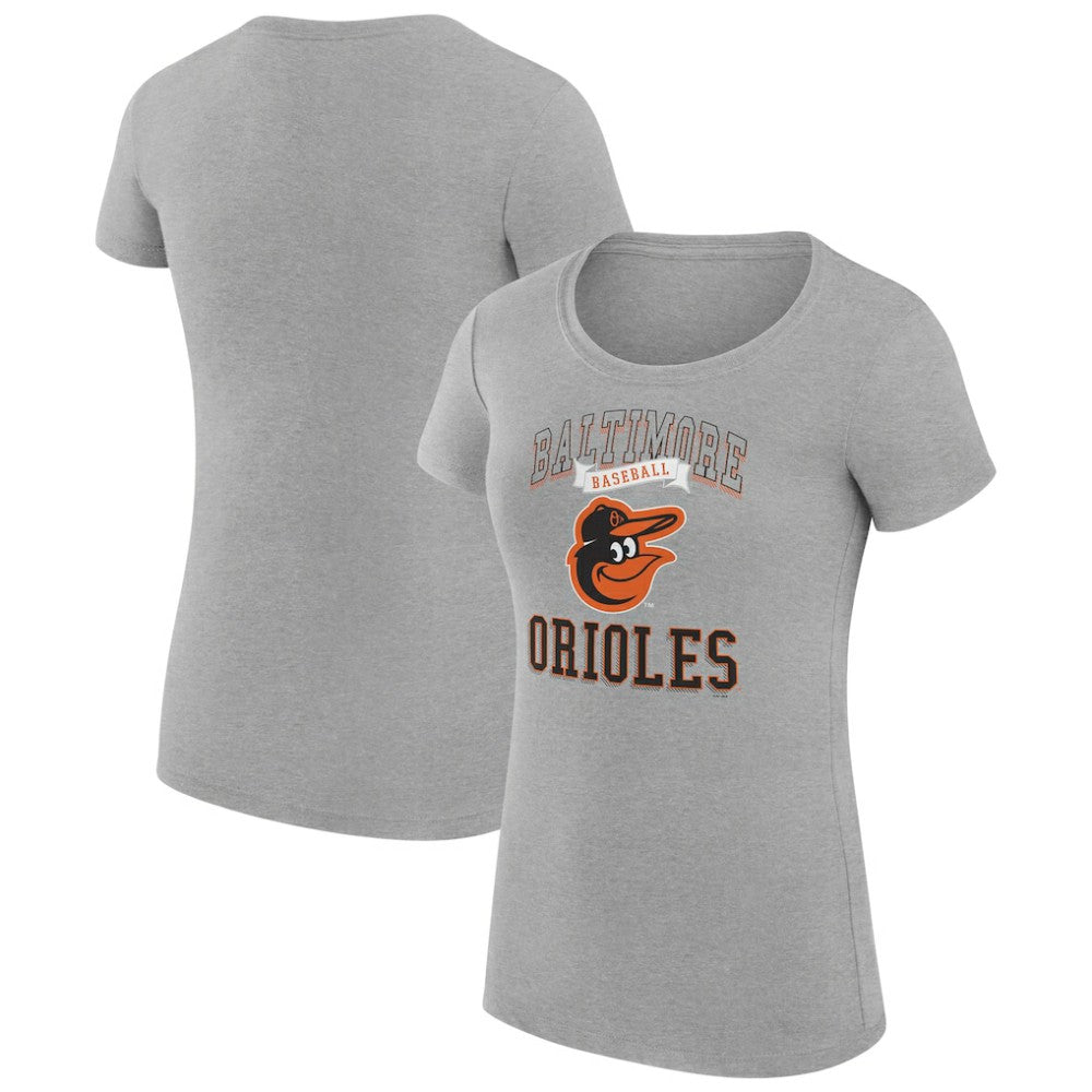 Baltimore Orioles G-III 4Her by Carl Banks Women's Super-Slim Fit Lightweight Team Logo Graphic T-Shirt - Heather Gray