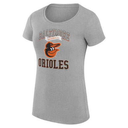 Baltimore Orioles G-III 4Her by Carl Banks Women's Super-Slim Fit Lightweight Team Logo Graphic T-Shirt - Heather Gray