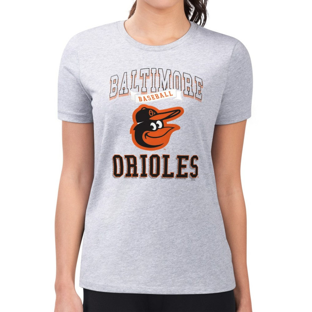 Baltimore Orioles G-III 4Her by Carl Banks Women's Super-Slim Fit Lightweight Team Logo Graphic T-Shirt - Heather Gray