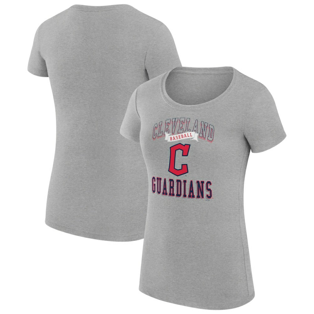 Cleveland Guardians G-III 4Her by Carl Banks Women's Super-Slim Fit Lightweight Team Logo Graphic T-Shirt - Heather Gray