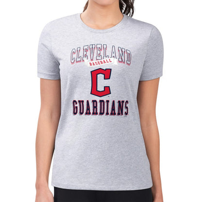 Cleveland Guardians G-III 4Her by Carl Banks Women's Super-Slim Fit Lightweight Team Logo Graphic T-Shirt - Heather Gray