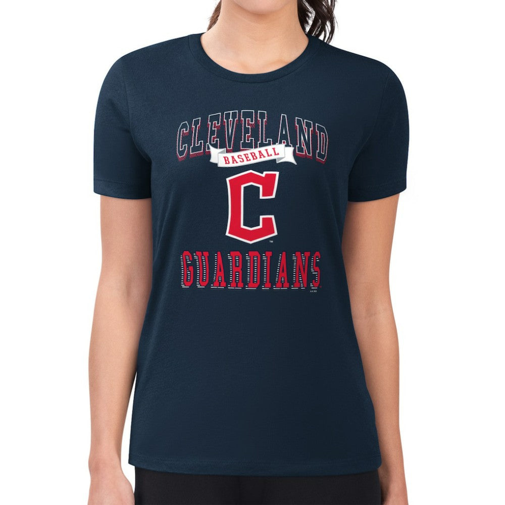 Cleveland Guardians G-III 4Her by Carl Banks Women's Super-Slim Fit Lightweight Team Logo Graphic T-Shirt - Navy