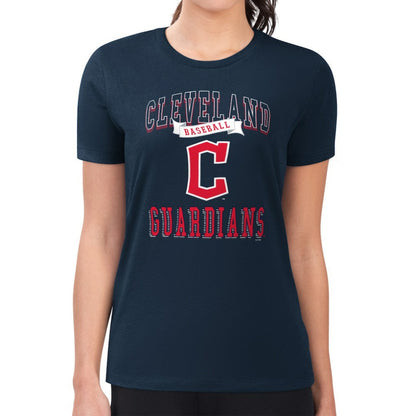 Cleveland Guardians G-III 4Her by Carl Banks Women's Super-Slim Fit Lightweight Team Logo Graphic T-Shirt - Navy