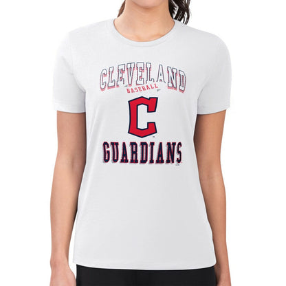 Cleveland Guardians G-III 4Her by Carl Banks Women's Super-Slim Fit Lightweight Team Logo Graphic T-Shirt - White