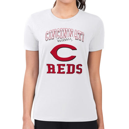 Cincinnati Reds G-III 4Her by Carl Banks Women's Super-Slim Fit Lightweight Team Logo Graphic T-Shirt - White