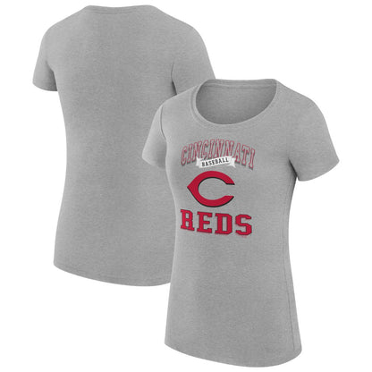 Cincinnati Reds G-III 4Her by Carl Banks Women's Super-Slim Fit Lightweight Team Logo Graphic T-Shirt - Heather Gray