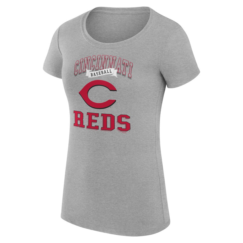 Cincinnati Reds G-III 4Her by Carl Banks Women's Super-Slim Fit Lightweight Team Logo Graphic T-Shirt - Heather Gray