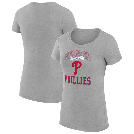 Philadelphia Phillies G-III 4Her by Carl Banks Women's Super-Slim Fit Lightweight Team Logo Graphic T-Shirt - Heather Gray