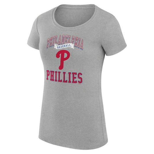 Philadelphia Phillies G-III 4Her by Carl Banks Women's Super-Slim Fit Lightweight Team Logo Graphic T-Shirt - Heather Gray