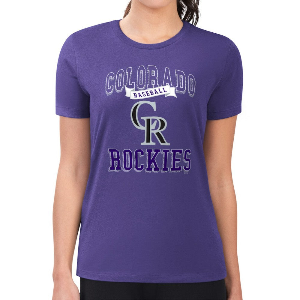 Colorado Rockies G-III 4Her by Carl Banks Women's Super-Slim Fit Lightweight Team Logo Graphic T-Shirt - Purple