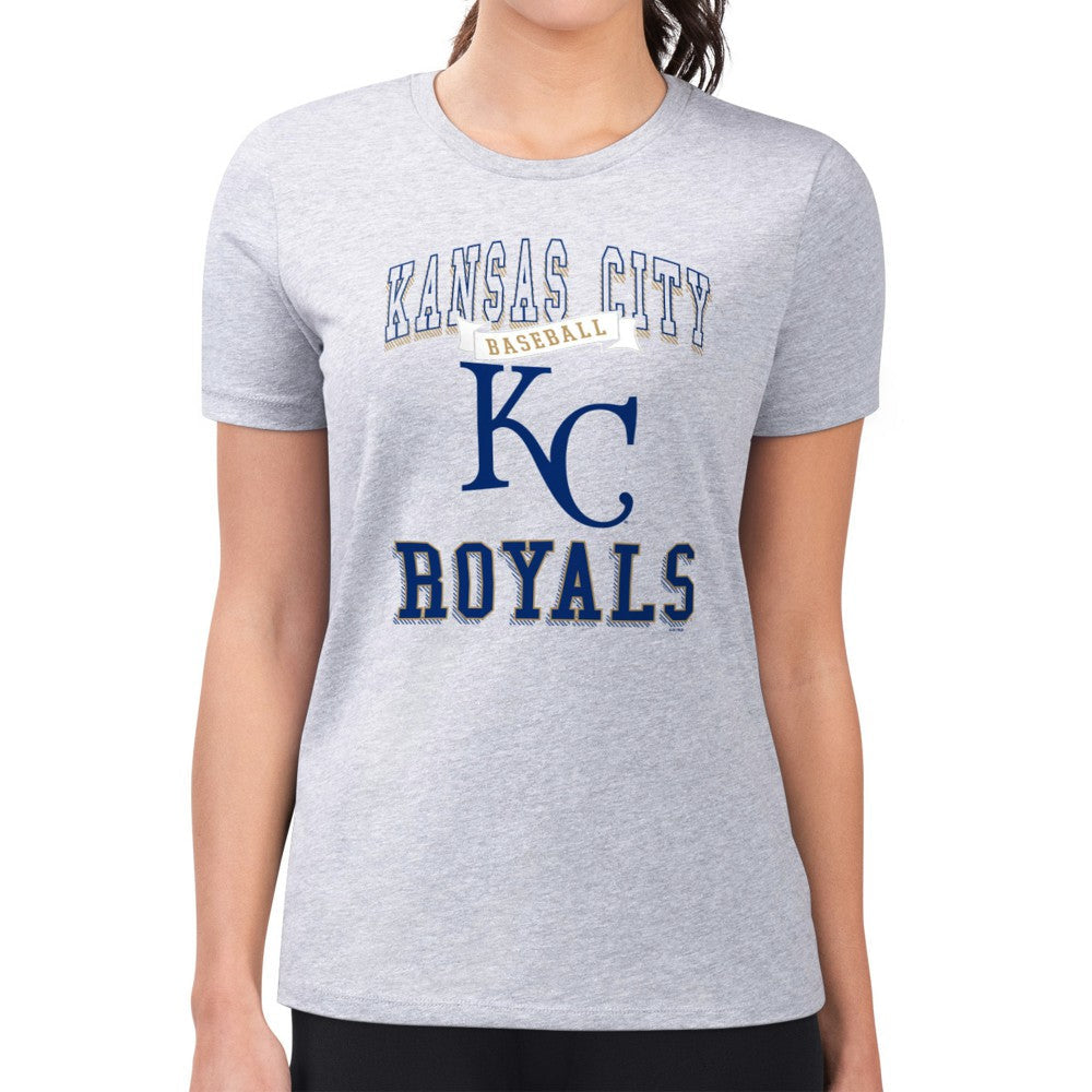 Kansas City Royals G-III 4Her by Carl Banks Women's Super-Slim Fit Lightweight Team Logo Graphic T-Shirt - Heather Gray