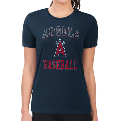 Los Angeles Angels G-III 4Her by Carl Banks Women's Super-Slim Fit Lightweight Team Logo Graphic T-Shirt - Navy