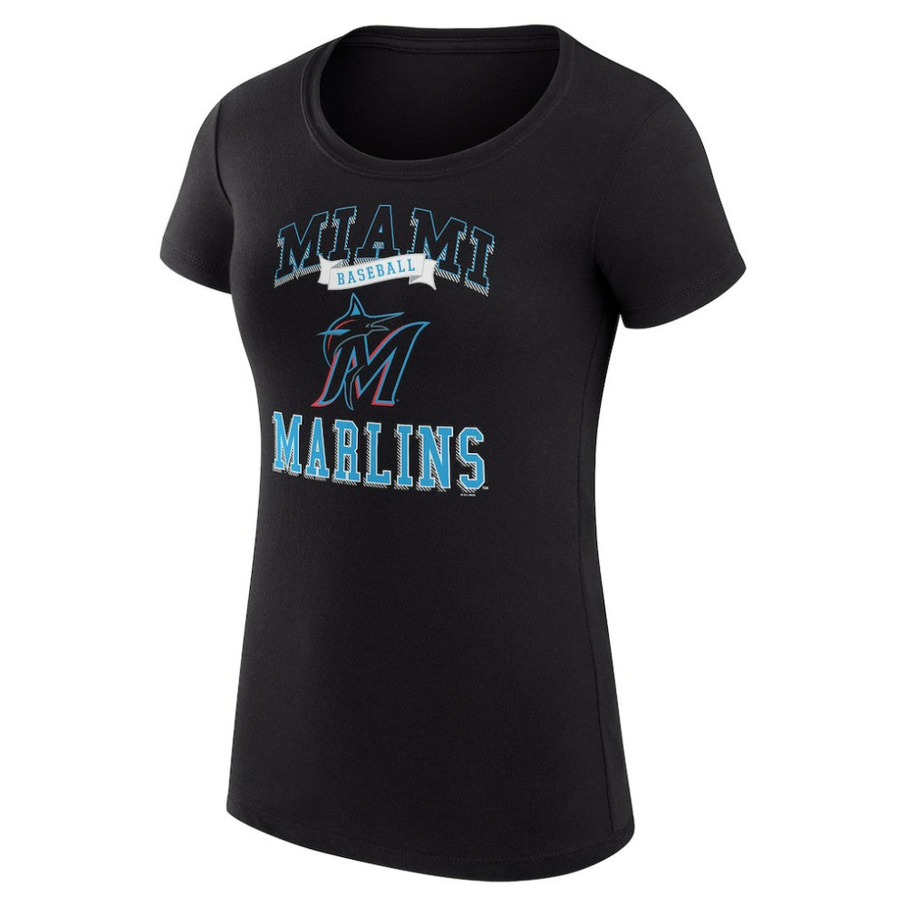 Miami Marlins G-III 4Her by Carl Banks Women's Super-Slim Fit Lightweight Team Logo Graphic T-Shirt - Black