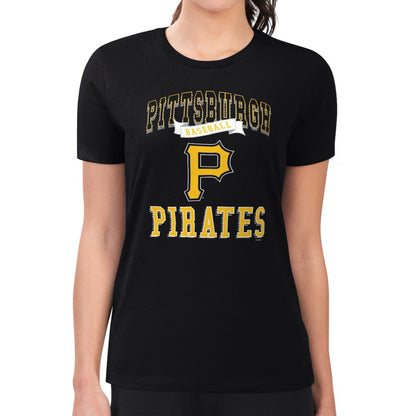 Pittsburgh Pirates G-III 4Her by Carl Banks Women's Super-Slim Fit Lightweight Team Logo Graphic T-Shirt - Black
