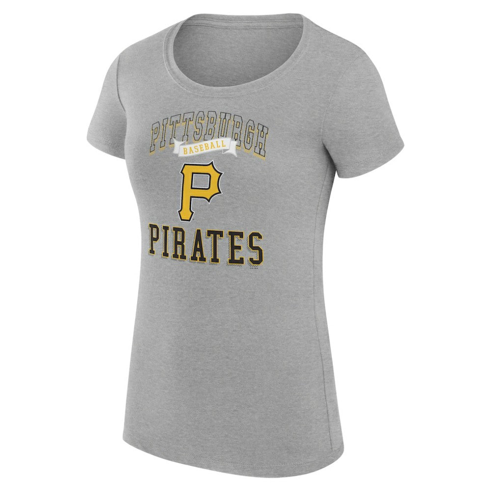 Pittsburgh Pirates G-III 4Her by Carl Banks Women's Super-Slim Fit Lightweight Team Logo Graphic T-Shirt - Heather Gray