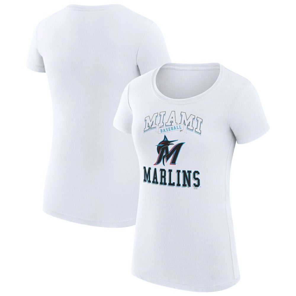 Miami Marlins G-III 4Her by Carl Banks Women's Super-Slim Fit Lightweight Team Logo Graphic T-Shirt - White