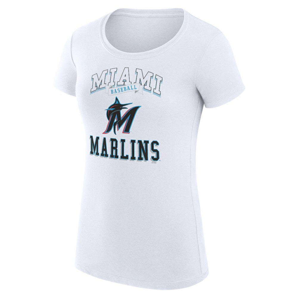 Miami Marlins G-III 4Her by Carl Banks Women's Super-Slim Fit Lightweight Team Logo Graphic T-Shirt - White