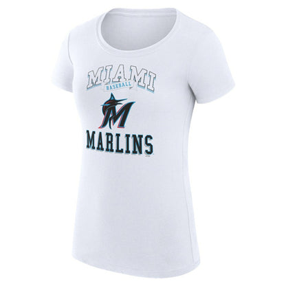 Miami Marlins G-III 4Her by Carl Banks Women's Super-Slim Fit Lightweight Team Logo Graphic T-Shirt - White