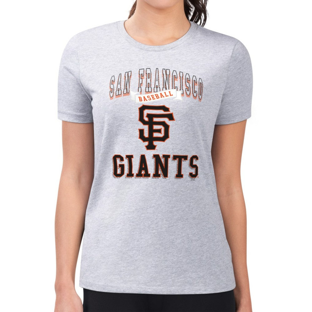 San Francisco Giants G-III 4Her by Carl Banks Women's Super-Slim Fit Lightweight Team Logo Graphic T-Shirt - Heather Gray