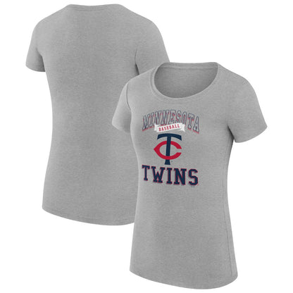 Minnesota Twins G-III 4Her by Carl Banks Women's Super-Slim Fit Lightweight Team Logo Graphic T-Shirt - Heather Gray