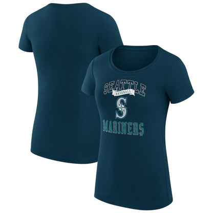 Seattle Mariners G-III 4Her by Carl Banks Women's Super-Slim Fit Lightweight Team Logo Graphic T-Shirt - Navy