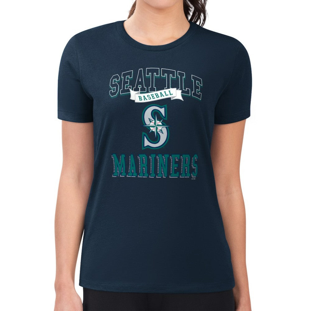 Seattle Mariners G-III 4Her by Carl Banks Women's Super-Slim Fit Lightweight Team Logo Graphic T-Shirt - Navy